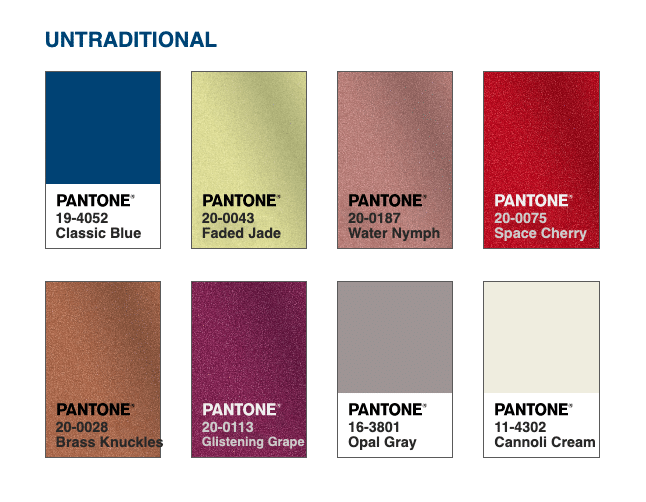 Cor do Ano 2020: PANTONE 19-4052 Classic Blue 51 Nada é mais disruptivo e não-tradicional do que uma paleta de cores incomum e inesperada. No comando está o PANTONE 19-4052 Classic Blue, um tom fundamental que prepara o cenário para harmonias únicas e divertidas entre as cores, além de outros usos até ultrajantes e surpreendentemente cintilantes na moda.