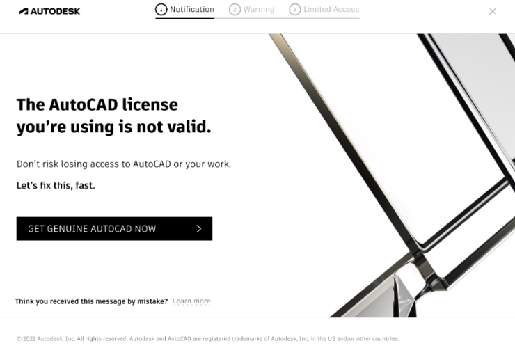 O erro "A licença que você está usando não é válida" é exibido quando inicio um produto Autodesk 36 Licença do Autocad não é válida