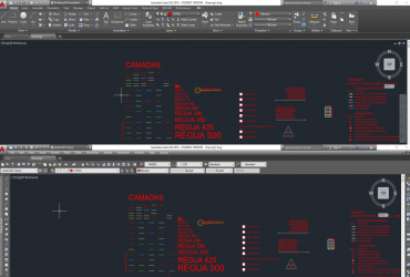 A imagem mostra a tela de dois tipos de interface do AutoCAD.