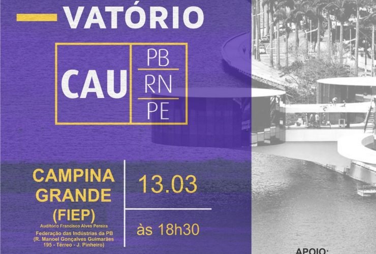 FIEP receberá o Evento: "OBSERVATÓRIO CAU/ PB, CAU/PE e CAU/RN" 27 OBSERVATÓRIO CAU PB CAU PE e CAU RN