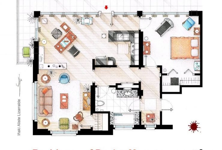 Plantas de seriados famosos da televisão 27 floorplan of dexter morgan s apartment v 2 by nikneuk