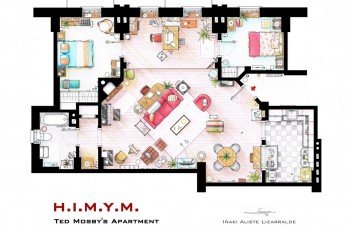 Plantas de seriados famosos da televisão 46 ted mosby apartment from himym by nikneuk
